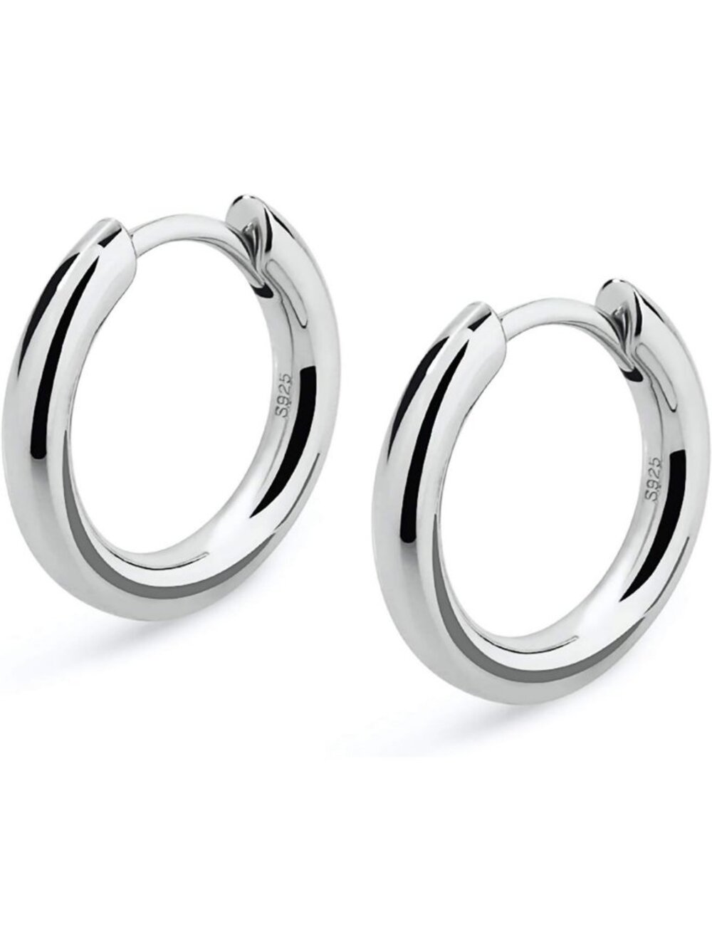 Sterling Silver Hoop Earrings for Men, White Gold Plated, Stylish & Durable